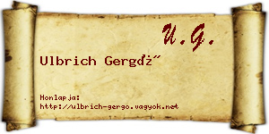 Ulbrich Gergő névjegykártya